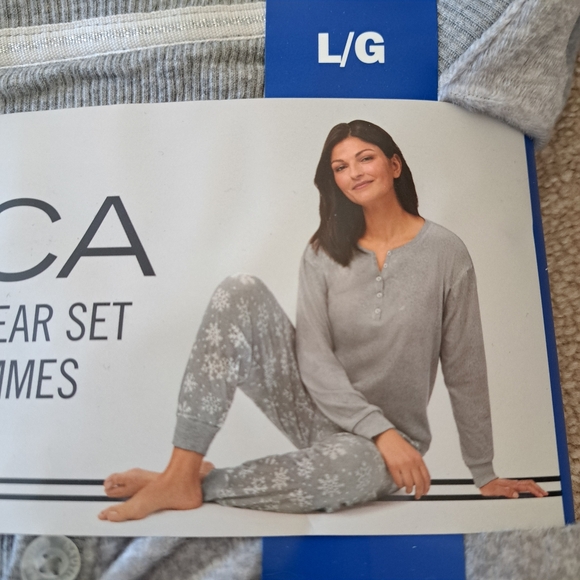 Nautica 2 Piece PJ Set Women's Large Gray White Print Fleece Loungewear Set NWT - Picture 5 of 9